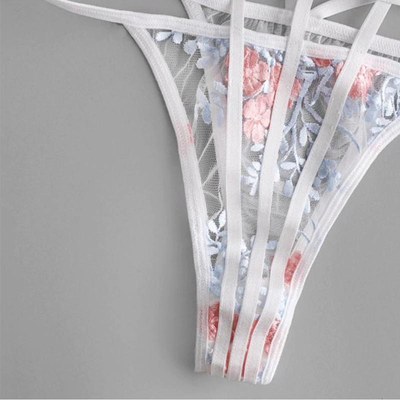 ADULOTY Ren Hoa Thêu Caged Áo Bralette Áo Lót Nữ Mới Quyến Rũ Áo Ngực Trong Suốt Lưới Quần Lót Nữ Váy Ngủ Và Thông