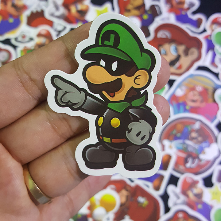 Bộ Sticker dán cao cấp chủ đề SUPER MARIO - Dùng dán Xe, dán mũ bảo hiểm, dán Laptop