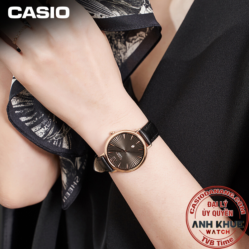 Đồng hồ nữ dây da Casio Sheen chính hãng SHE-4534PGL-1AUDF (34mm)