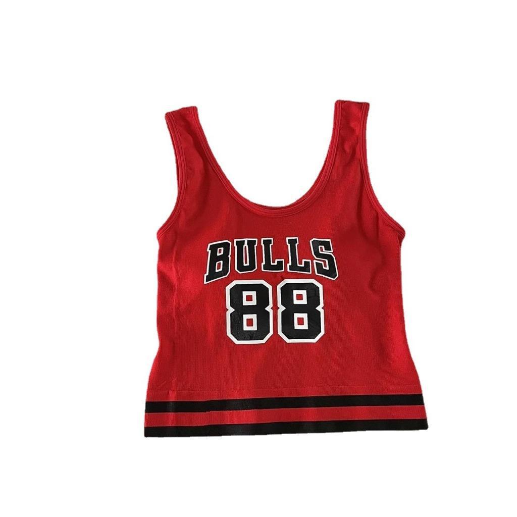 Áo bra bản to thể thao, hoạ tiết chữ Bull88, dáng crotop kèm đệm mút may liền, Thiết Kế thoái mái, ôm nhẹ Sport Nữ