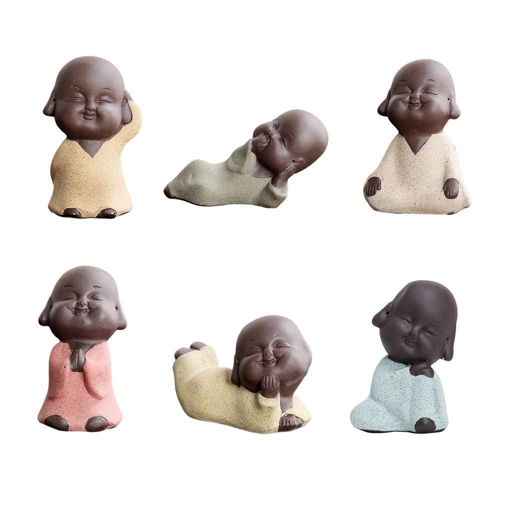 Ceramic Small Buddha Statue Baby Kids Monk Figurine Tea Pet Ornaments A.