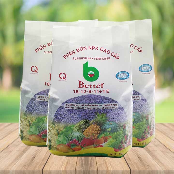 Phân bón Better NPK tím 16-12-8 (1kg/gói) - Combo 3 | Chuyên dùng cây ăn trái, bonsai trồng chậu