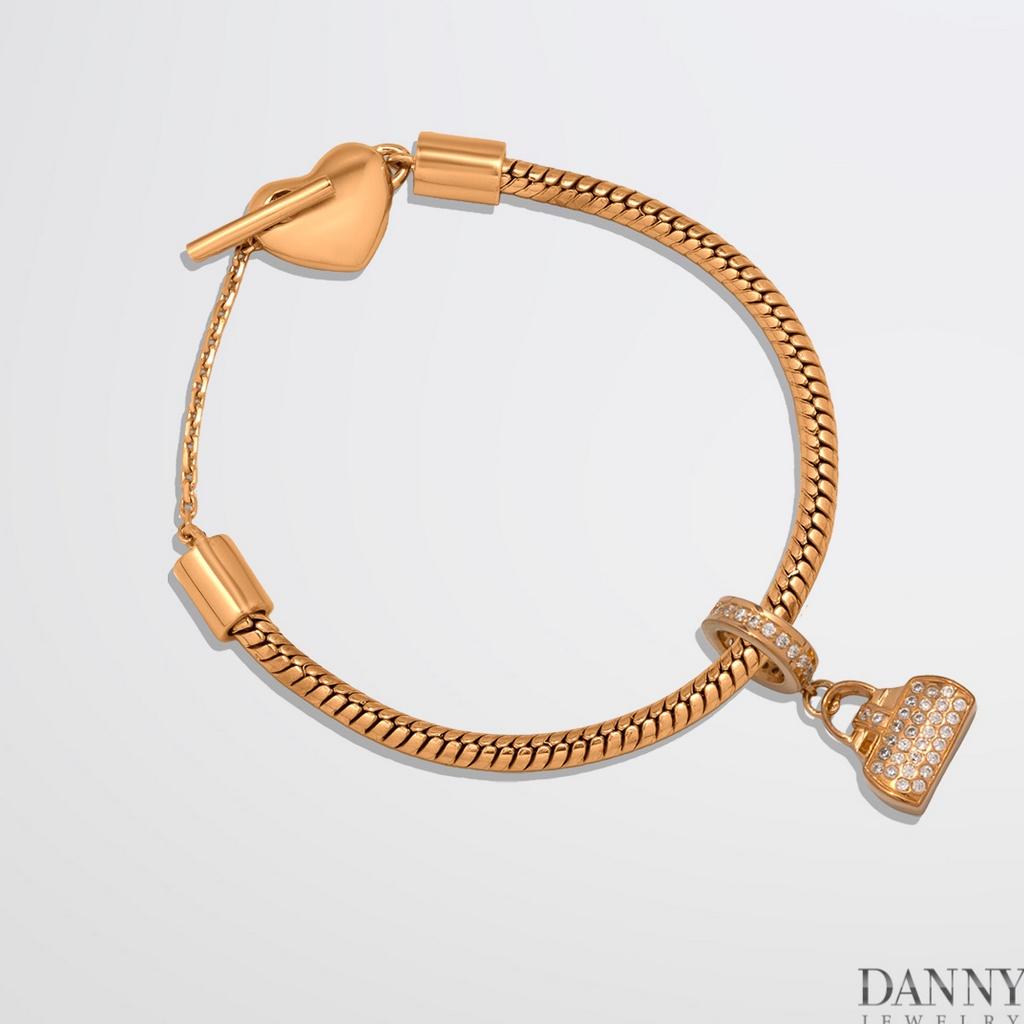 Charm Bạc 925 Danny Jewelry Đính Đá CZ Hình Túi Xách Xi Rhodium/Vàng hồng PK001S