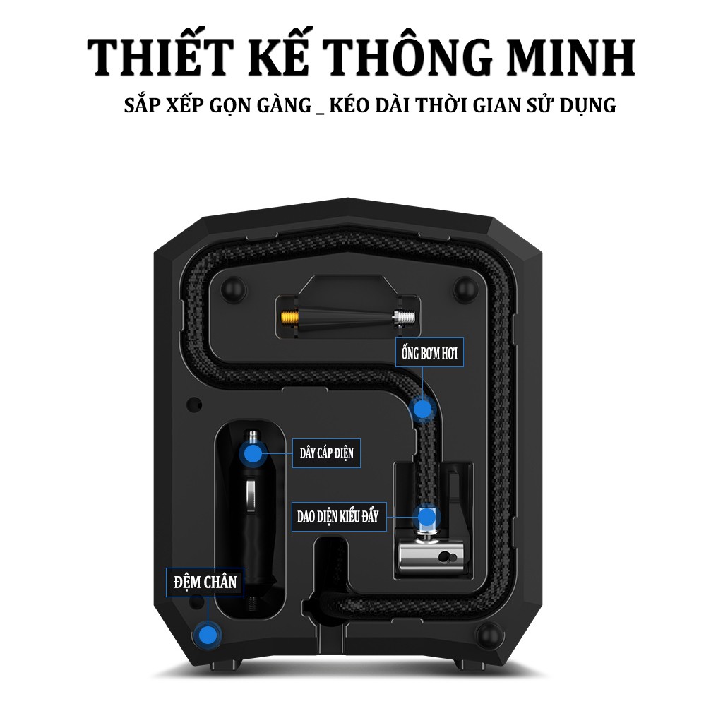 Bơm lốp xe hơi thông minh AIKESI (Tự động ngắt theo cài đặt)