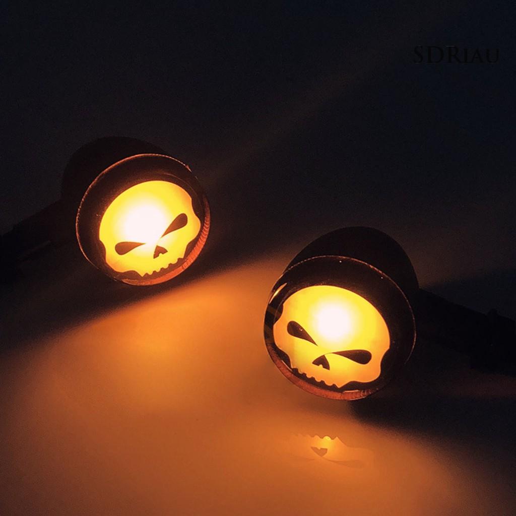 Bộ 2 Đèn Xi Nhan Hình Đầu Lâu Độc Đáo Cho Xe Mô Tô