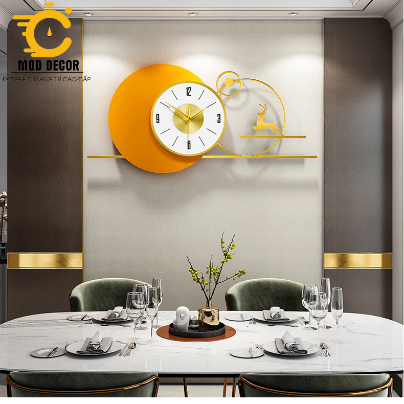 Đồng hồ treo tường trang trí decor hươu tài lộc phong cách Bắc âu 2119-100