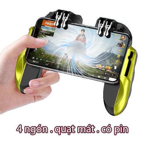 Tay Cầm Chơi GamePUBG Liên Quân H9 - 6 Ngón Nhấn Tích Hợp Quạt Tản Nhiệt - Phiên Bản Cao Cấp - Quạt kèm pin Litium - H9