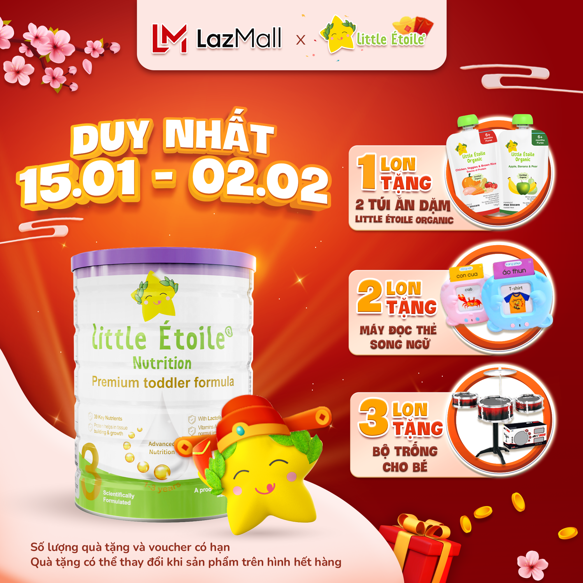 Sữa bột ngôi sao nhỏ Little Étoile số 3 (1-3 tuổi) 800g