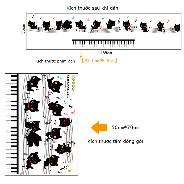 Decal dán tường âm nhạc ngộ nghĩnh 6 DKN076