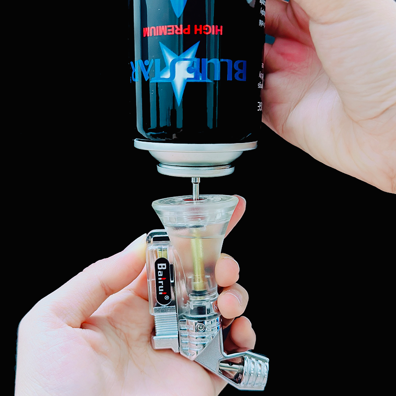 Bật lửa hột quẹt khè ngang BAIRUI BR651 hình kim tự tháp gas lộ thiên - xài gas