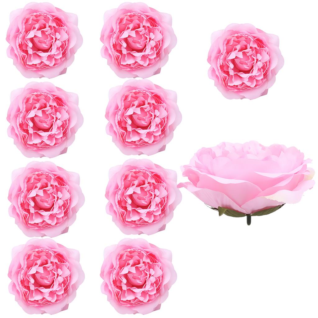 10Pcs Artificial Peony Silk Flower Head Home Wedding Decor Champagne