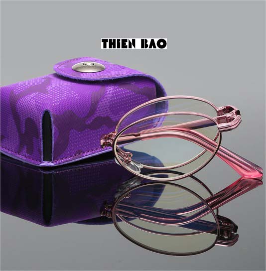 Kính lão thị, kính viễn thị trung niên đọc chữ màu Hồng sang KV8G PINK hàng đẹp tròng Nhật gấp gọn