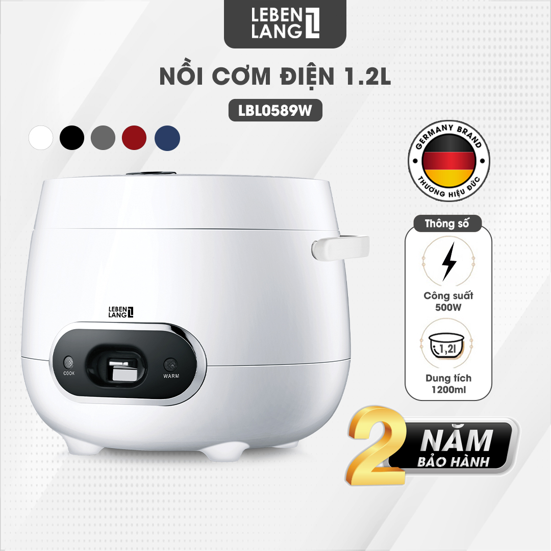 Nồi cơm điện Lebenlang LBL0589 dung tích 1200ml, công suất 500W, thiết kế đơn giản hiện đại - hàng chính hãng