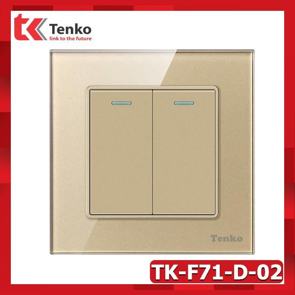 Công tắc Vuông 2 Hạt Mặt Kính Cường Lực Cao Cấp Tenko TK-F71-D-02 Full Color