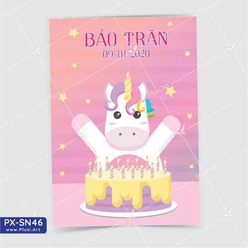 Thiệp thôi nôi – sinh nhật theo yêu cầu Pluxi
