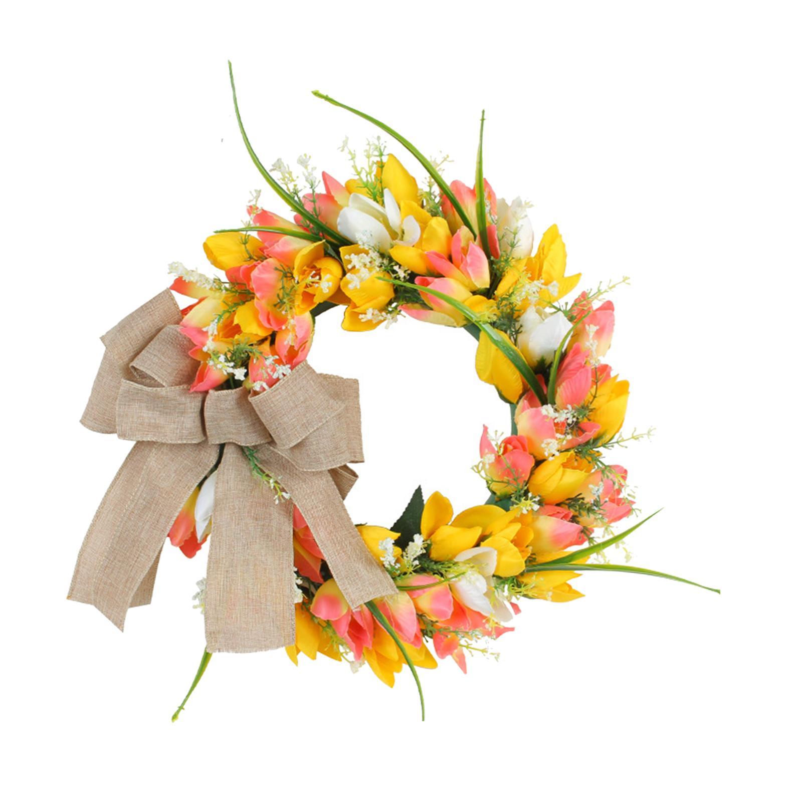 Artificial Flower Wreath Pendant Farmhouse Garland for Housewarming Holiday