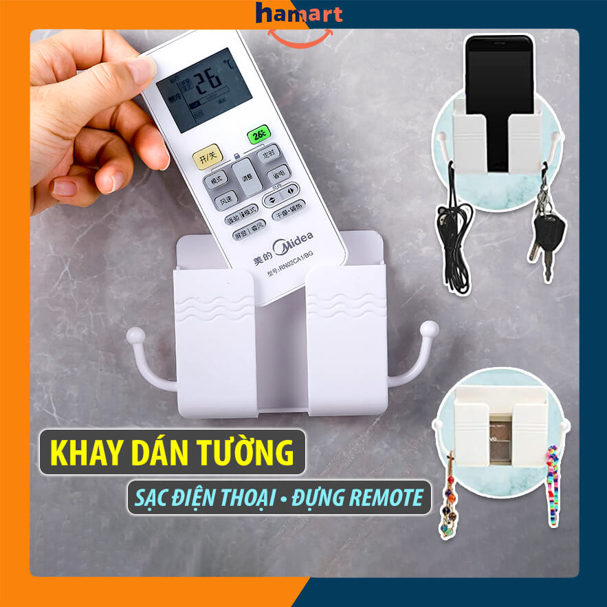 Giá Để Điện Thoại Dán Tường Đa Năng Đựng Điều Khiển Remote Keo Siêu Dính Tiện Lợi