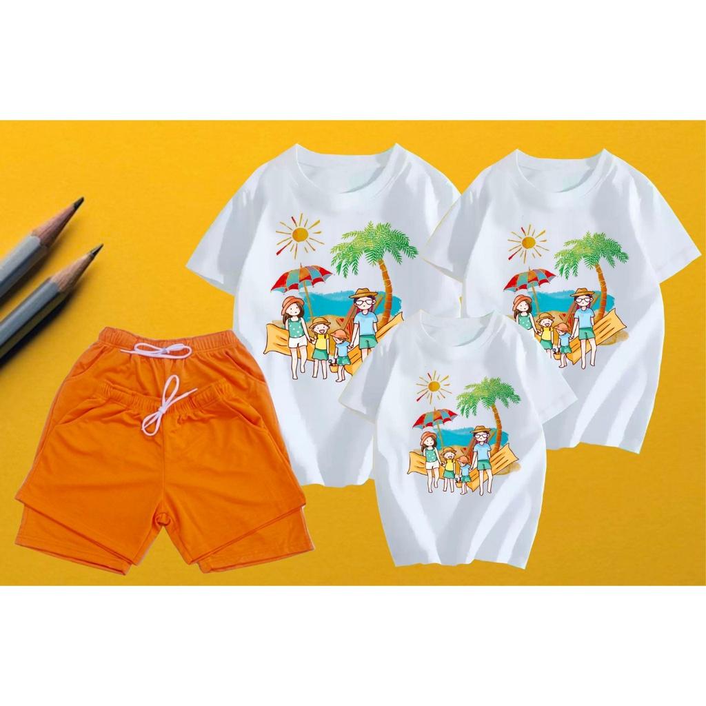Áo gia đình 4 người , Đồ đi biển , áo nhóm , áo đồng phục . Chất liệu vải Cotton loại 1 đủ size từ 8 đến 100kg .