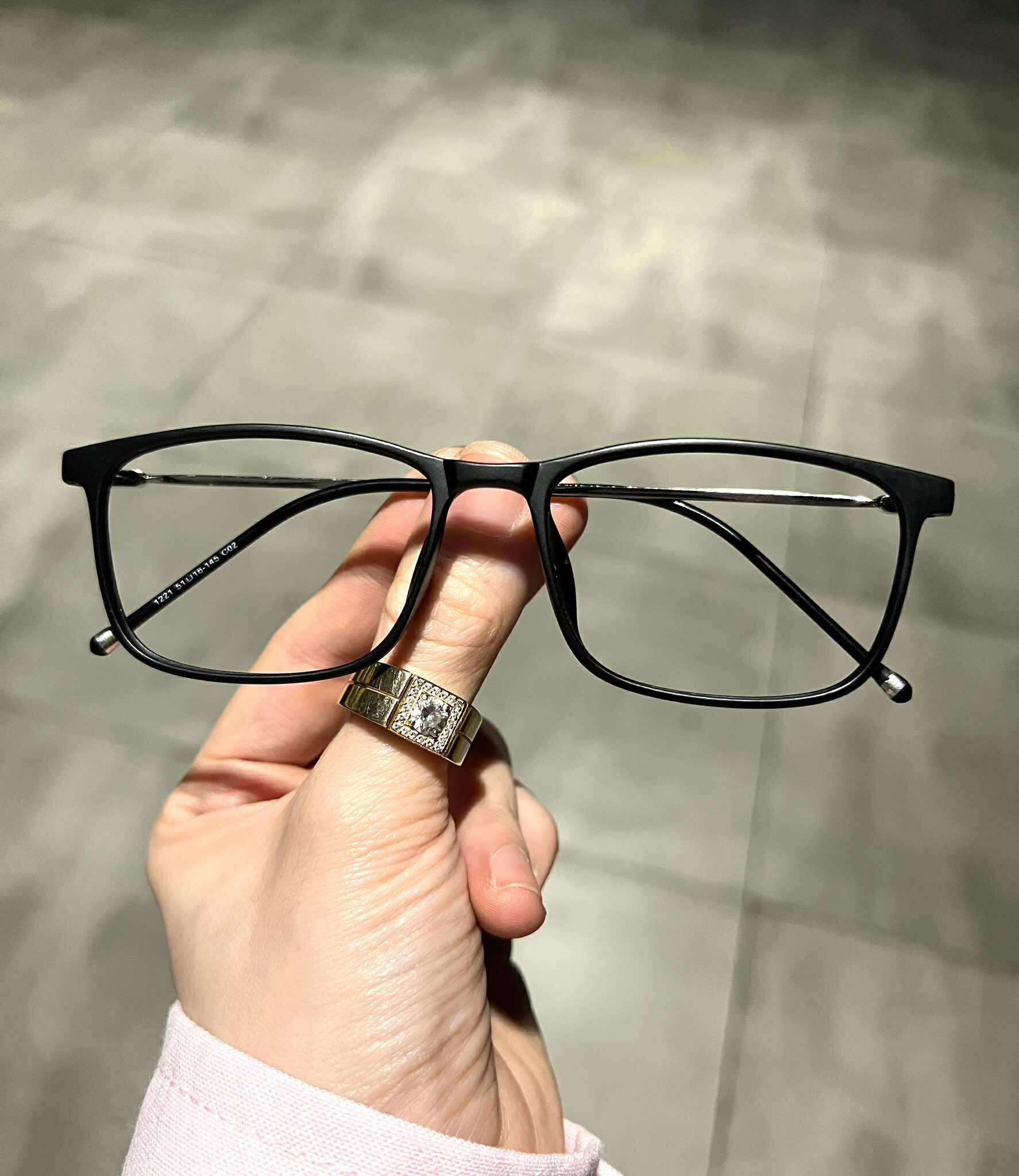 Kính mắt thời trang nam nữ dáng chữ nhật gọng kim loại nhẹ