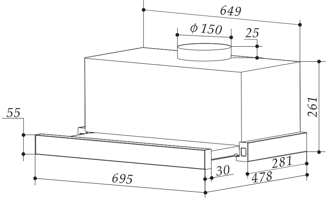 Máy hút mùi tiết kiệm điện năng BAUER BC 7002T - Hàng chính hãng