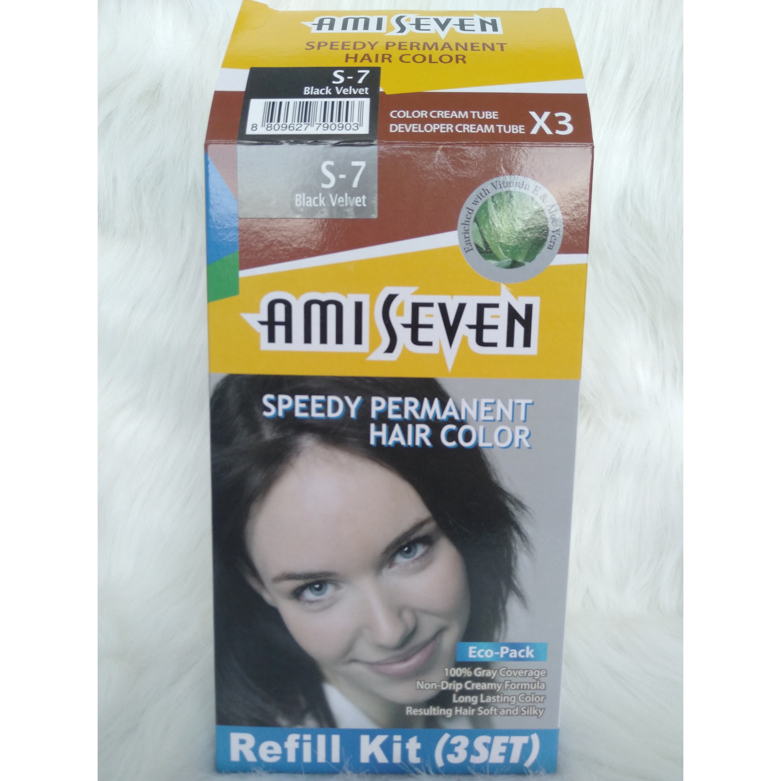 Nhuộm phủ bạc dược thảo SIÊU TiẾT KiỆM Ami Seven Nhanh 7 phút - S7 - ĐEN TỰ NHIÊN