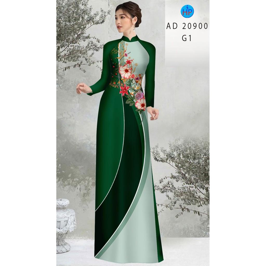 Vải lụa may áo dài in hoa mẫu đơn cao cấp