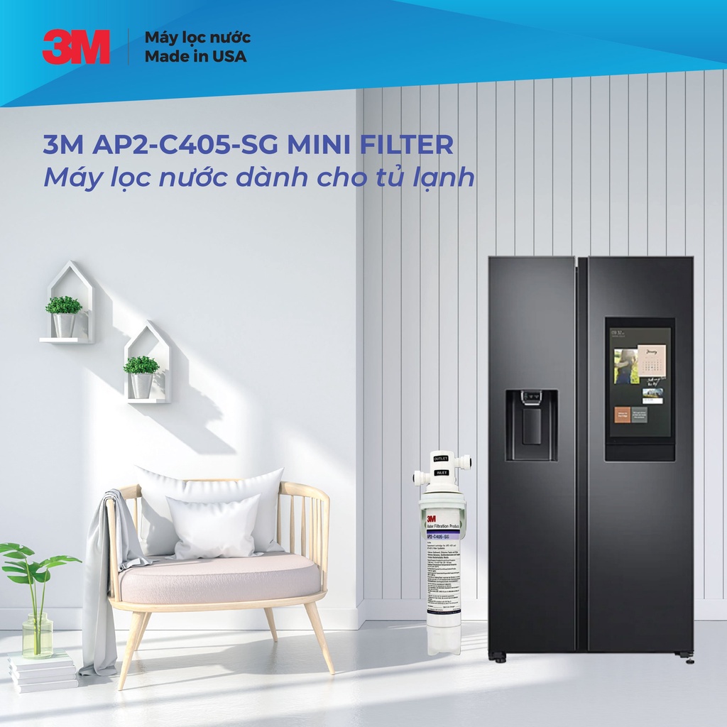 Bộ Lọc Nước 3M AP2-C405-SG MINI FILTER Dành Cho Tủ Lạnh Công suất 4.000Lít - Hàng Chính Hãng
