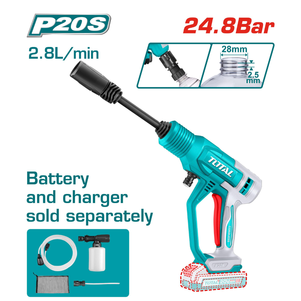 MÁY XỊT RỬA DÙNG PIN 20V (KHÔNG KÈM PIN &amp; SẠC) 8BAR TOTAL TPWLI2036 - HÀNG CHÍNH HÃNG