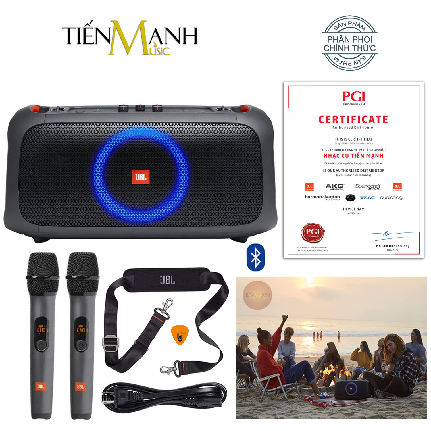 Loa JBL PartyBox On The Go - Loa Nghe Nhạc Di động Karaoke Party Box Speaker Hàng Chính Hãng - Kèm Móng Gẩy DreamMaker