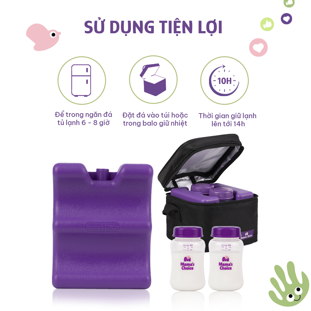 Đá Khô Bảo Quản Sữa Mama’s Choice, Giữ Lạnh Sữa Mẹ Lên Đến 14 Tiếng, Chất Liệu Gel Y Tế Cao Cấp, Độ Bền Cao Từ 4-5 Năm