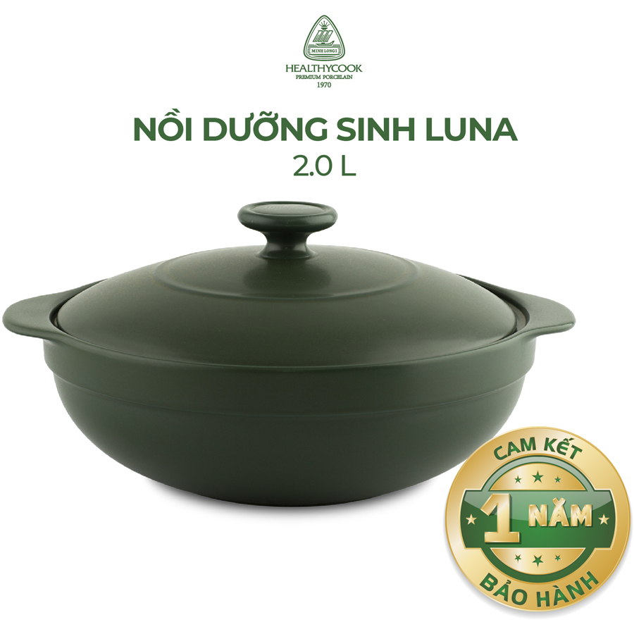 Nồi Dưỡng Sinh Gốm Sứ Minh Long Luna 2.0 L + Nắp (bếp từ)