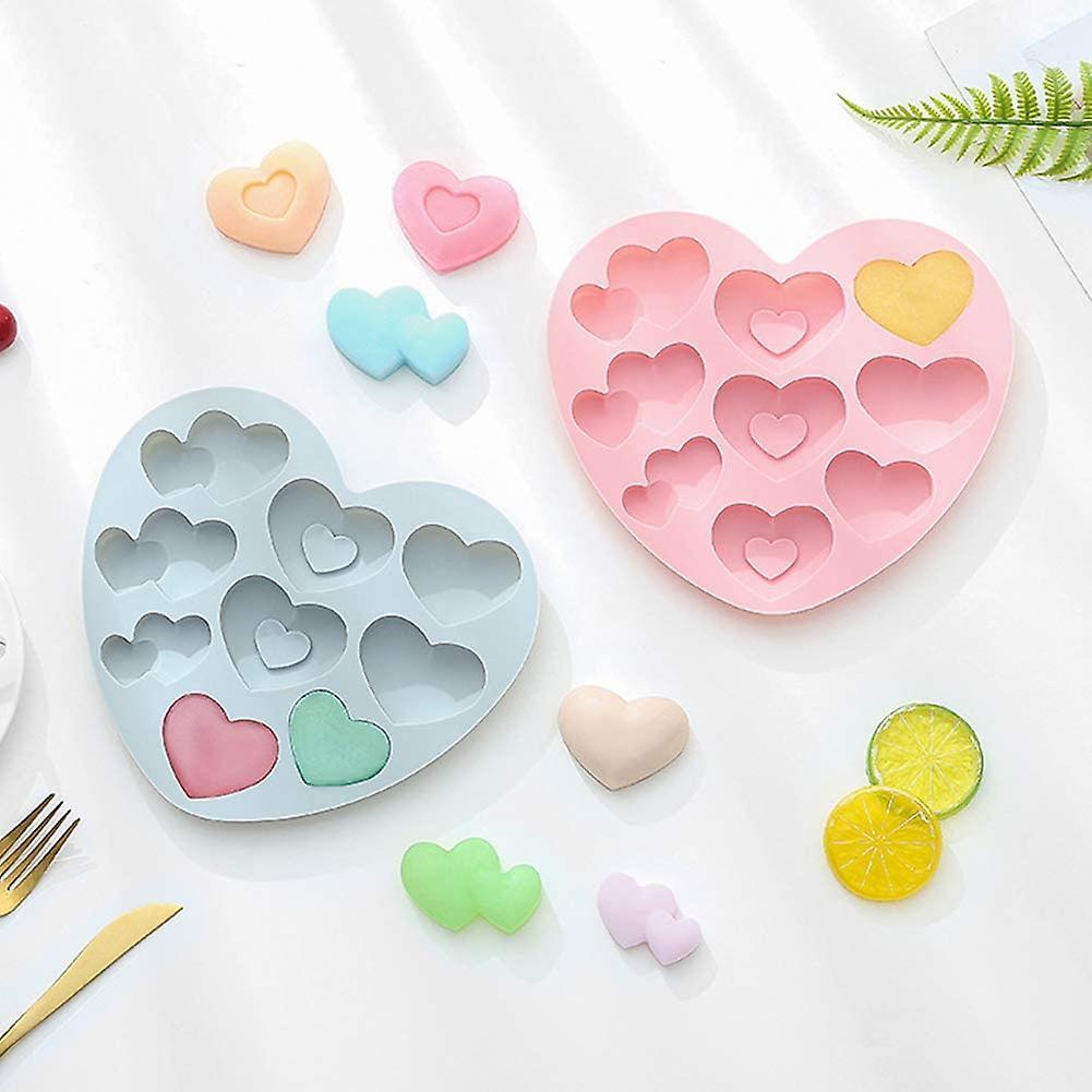 2pcs yêu khuôn trái tim silicon, khuôn silicon sô cô la, 10 quả trái tim hình trái tim Gelatin Gelatin DIY