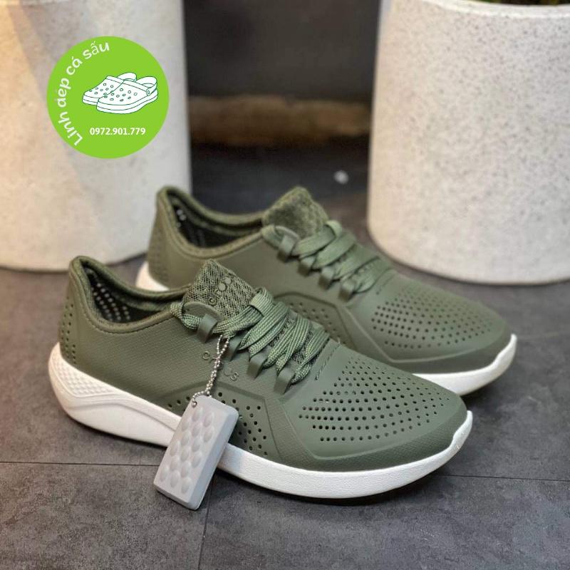 Giày nhựa buộc dây cross liter pacer nam nữ màu xanh rêu êm, mềm, hàng xịn, full box