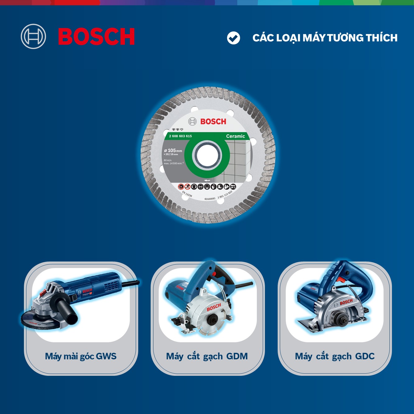 Đĩa cắt kim cương Bosch Turbo 105x16mm ceramic