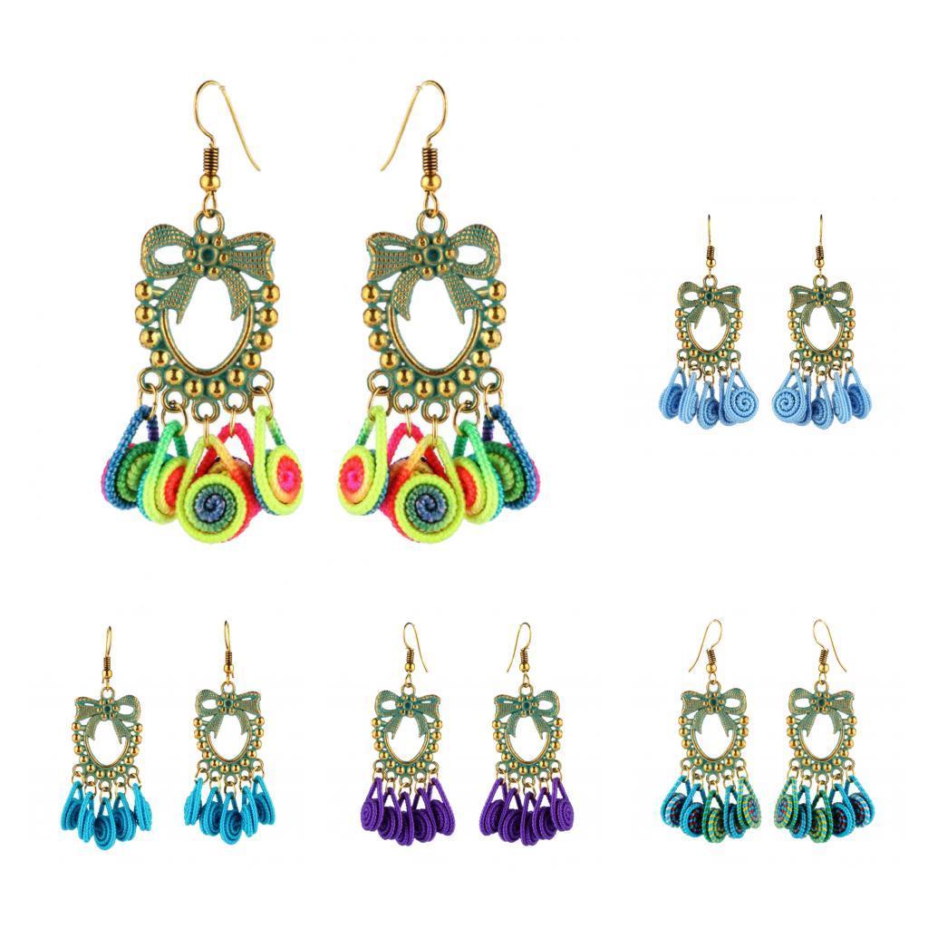 Women Vintage Bohemian Earrings Tassel Fringe Dangle Earrings
