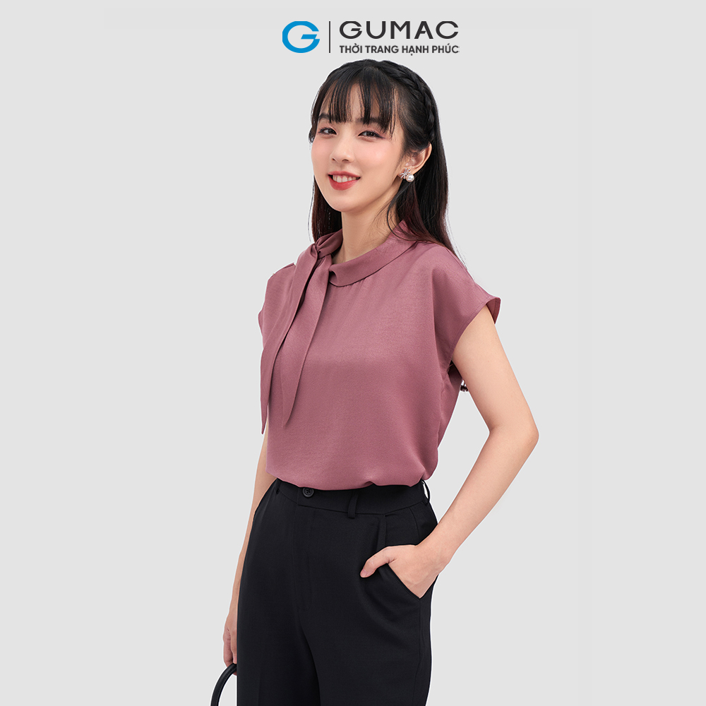 Áo kiểu GUMAC AC12031 nơ kiểu phối ngọc thanh lịch