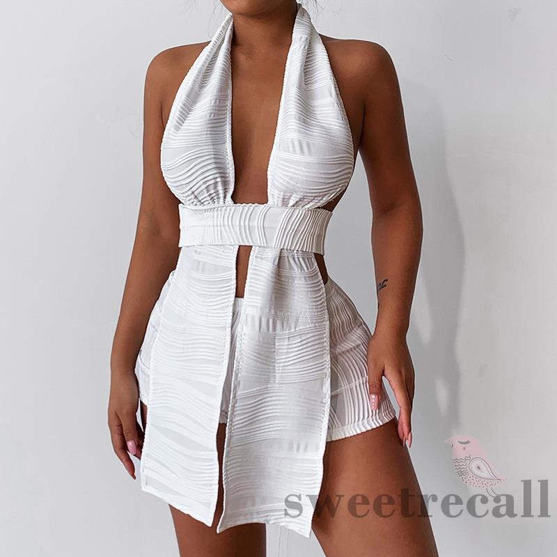 Set Áo Tank Top + Quần Short Lưng Thun Màu Sắc Đơn Giản Cho Nữ