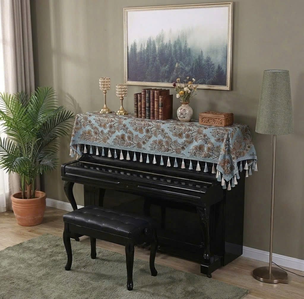 Khăn phủ đàn piano cơ đàn piano điện tử 88 phím phong cách Châu Âu cổ điển sang trọng chống bụi chống xước - HÀNG CHÍNH HÃNG