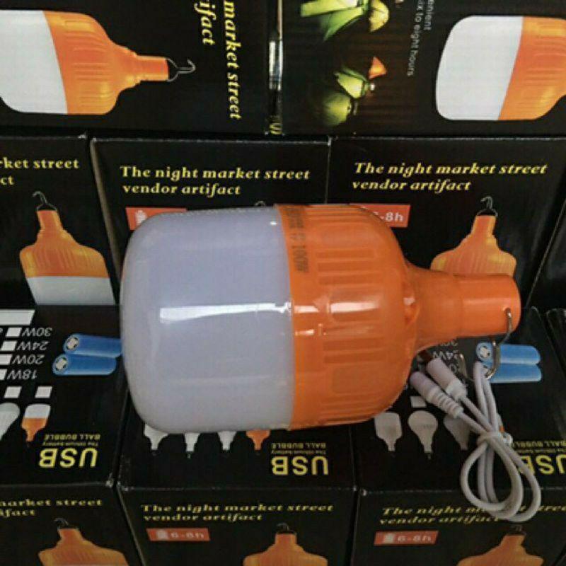 Bóng đèn led tích điện có móc treo sạc usb 150w