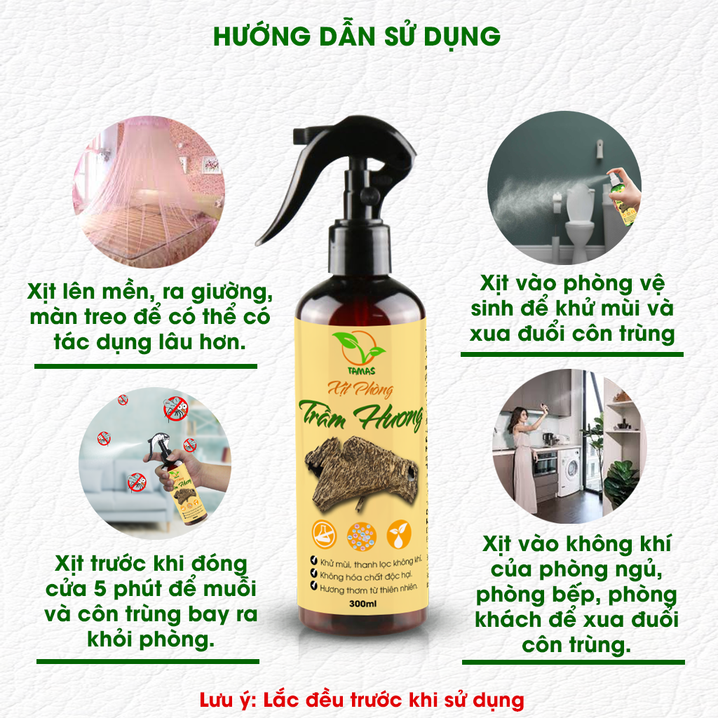 Xịt thơm phòng Trầm Hương chai 300ml, thơm dai, quyến rũ như hương thơm nước hoa.