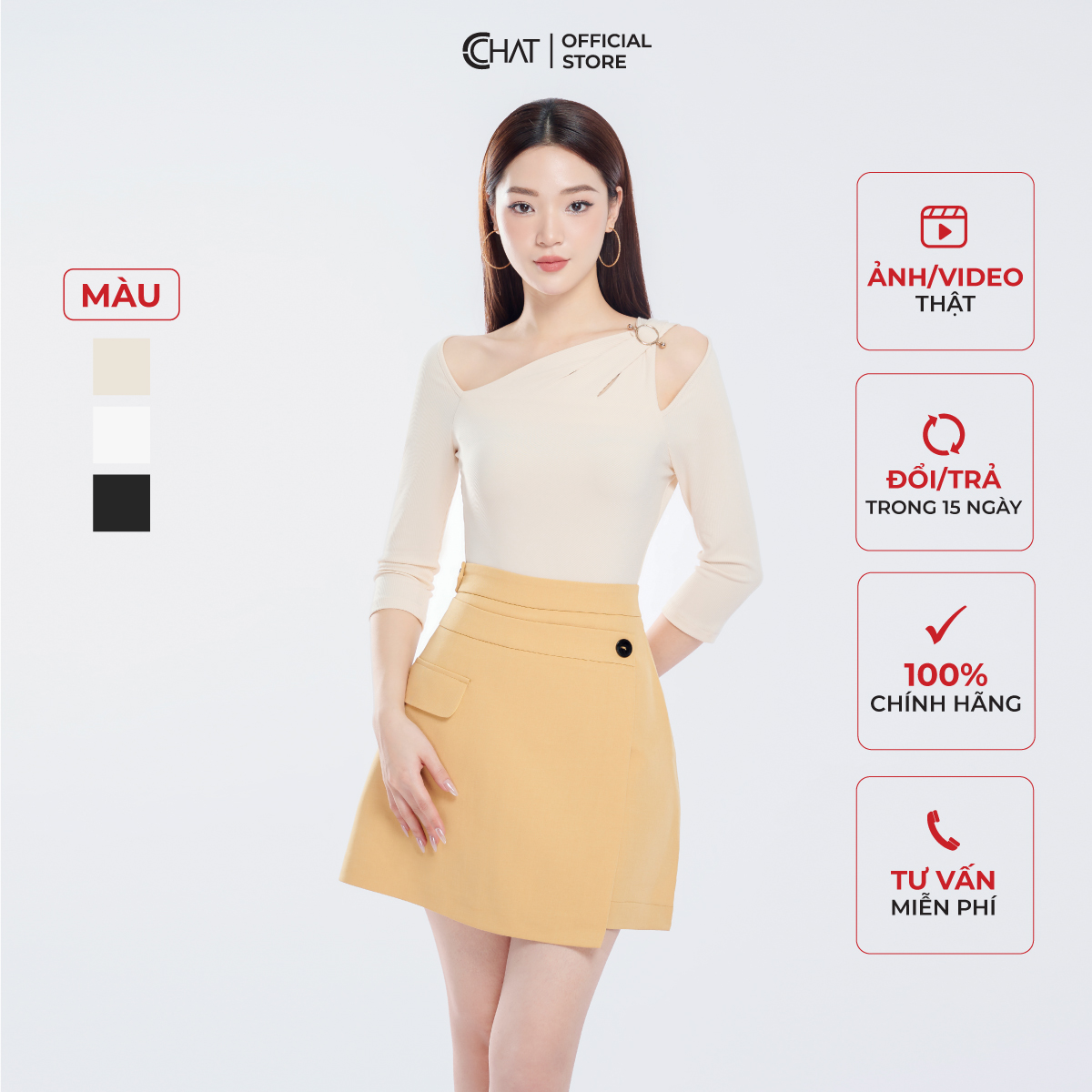 Áo Thun  Kiểu Dây Xoắn Tay Cộc Chất Thun Co Giãn 4 Chiều 53TNC2009OT