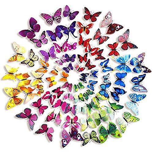 Combo 12 decal dán tường hình bướm 3D trang trí nhà cửa