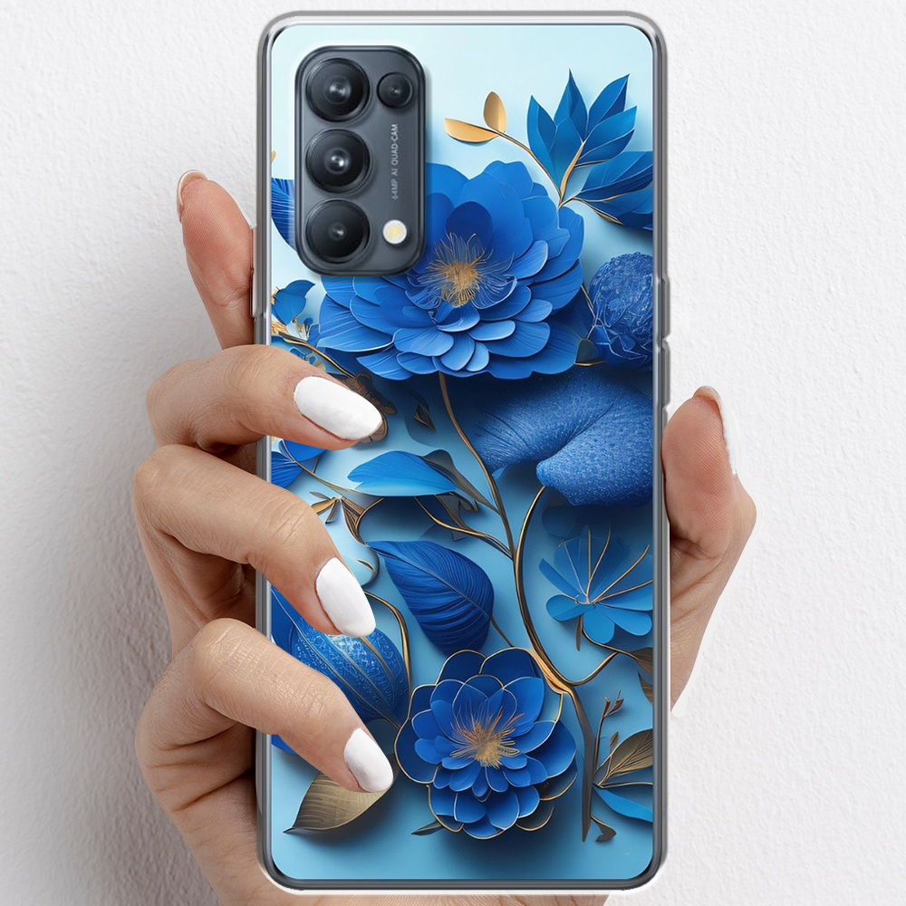 Ốp lưng cho Oppo Reno5, Reno5 Pro nhựa TPU mẫu Hoa xanh dương
