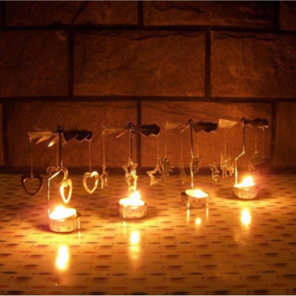 5xChristmas Windmill Decor Rotating Candle Tea Light Holder Candlestick Gift