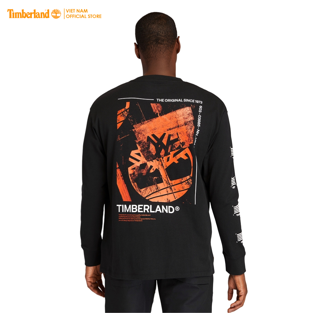 Original Timberland Áo Thun Nam Tay Dài Graphic Tee Black/Spicy Orange - TB0A22D7