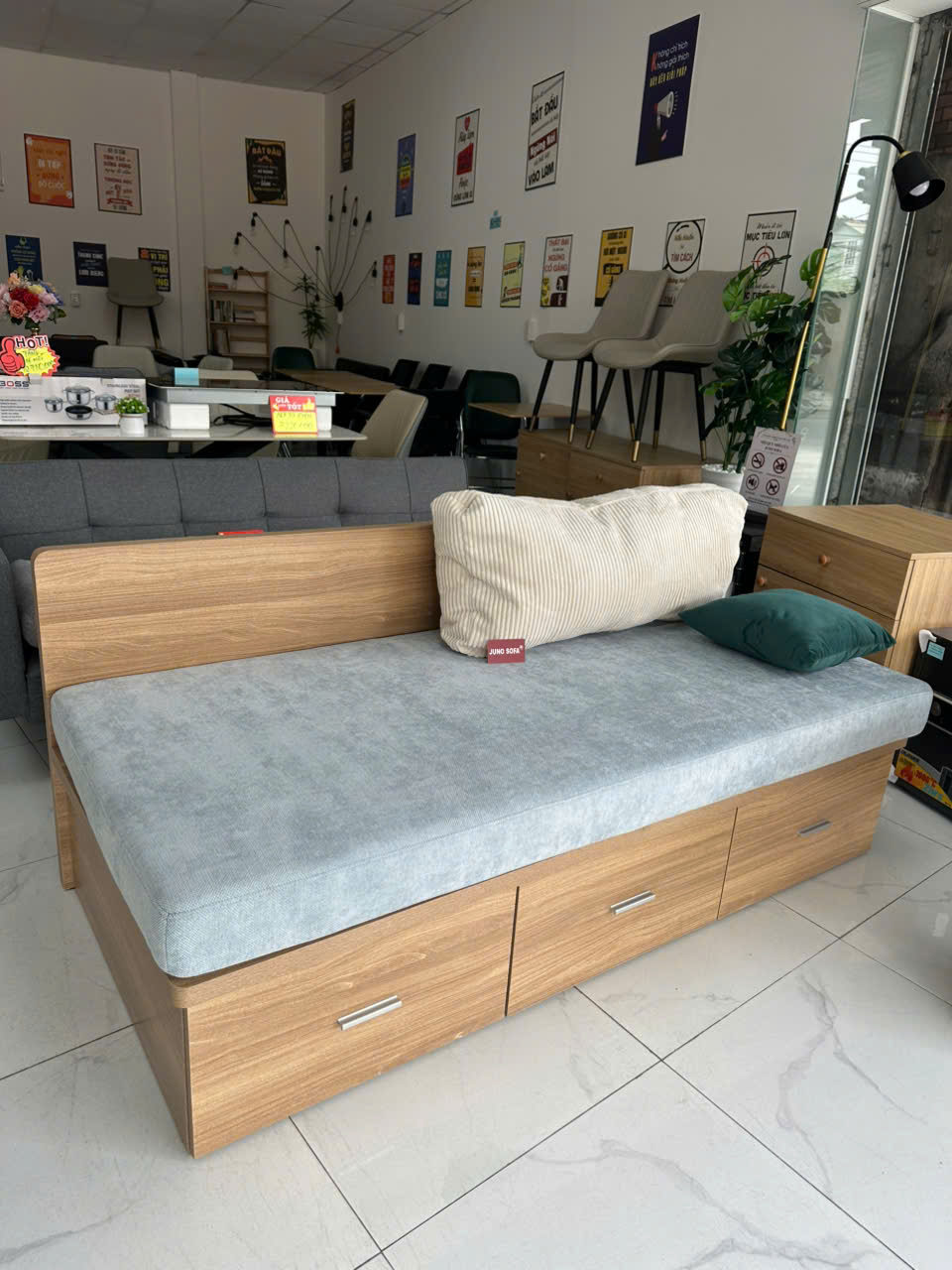 Giường mini đa năng Juno Sofa + hộc tủ 1m8 x 80 cm x cao 75 cm