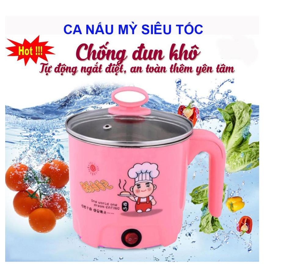 Ca Nấu Mì , Ăn Lẩu , Đun Nước Siêu Tốc 2 Lớp 18 cm - Hàng Loại 1 - Hàng Chính Hãng ( Họa Tiết , màu sắc được giao ngẫu nhiên)