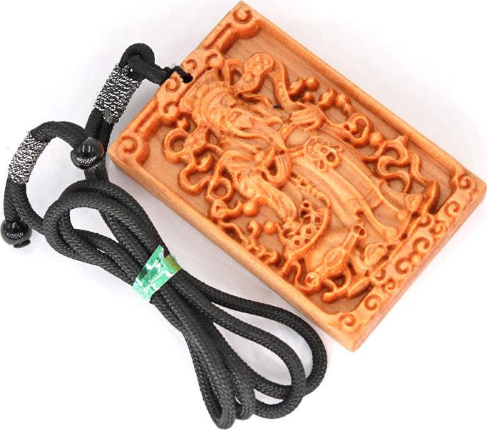 Vòng Cổ Mặt Gỗ Ngọc Am Khắc Hình Thần Tài MG36