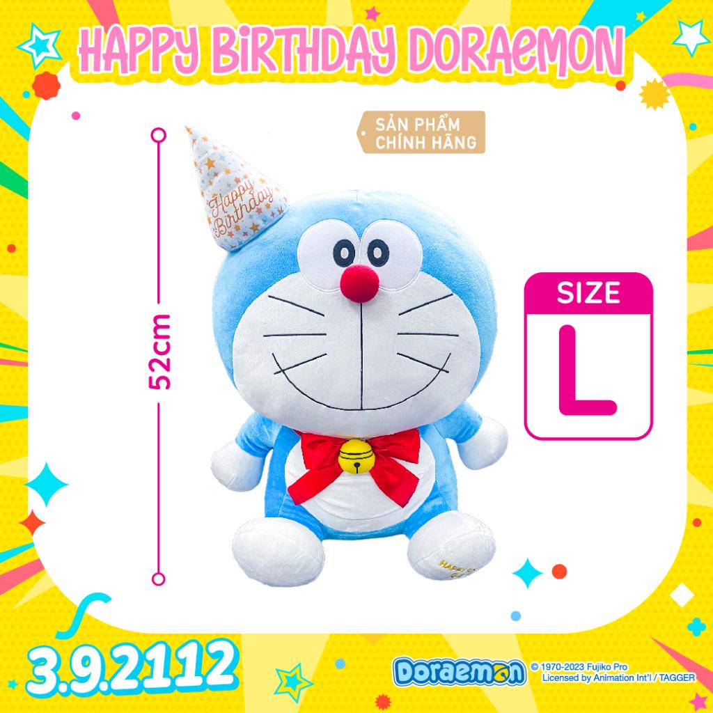 Gấu bông Khổng Lồ, Thú bông Doraemon phiên bản sinh nhật Size L, Gấu bông Doraemon mền mại, Gấu bông lớn cao 52cm - Sản Phẩm Có Bản Quyền, Phân Phối Bởi Teenbox Thú Nhồi Bông Toy