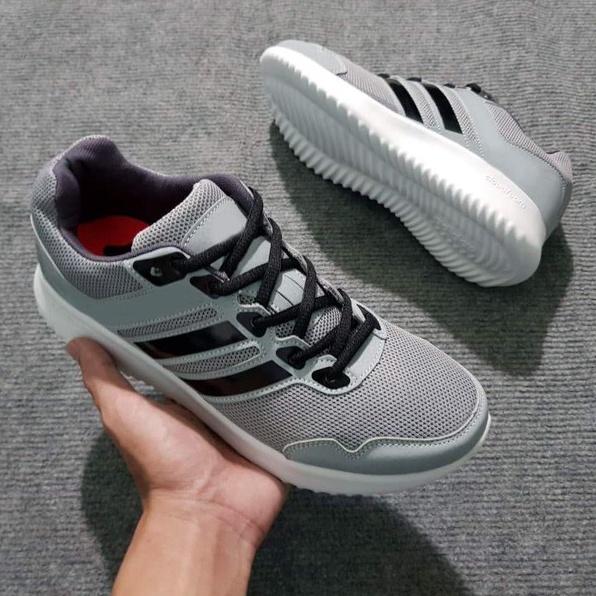 Giày thể thao sneaker nam nữ xám xanh chuối - xám sọc đen